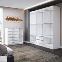 Ver imagem 5 de Guarda-roupa Casal Aurora 6 Portas 2 Gavetas com Cômoda 1 Portas 5 Gavetas Branco - Panorama Móveis