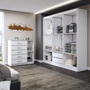 Ver imagem 2 de Guarda-roupa Casal Aurora 6 Portas 2 Gavetas com Cômoda 1 Portas 5 Gavetas Branco - Panorama Móveis
