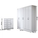 Ver imagem 3 de Guarda-roupa Casal Aurora 6 Portas 2 Gavetas com Cômoda 1 Portas 5 Gavetas Branco - Panorama Móveis
