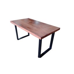 Mesa de Jantar Rustica em Madeira Maciça com Pés de Ferro Estilo Industrial 1,40m - 4