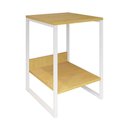 Ver imagem 3 de Mesa Cabeceira Industrial Lateral De Cama Canela Tókio Base Ferro Branco Cor: Canela