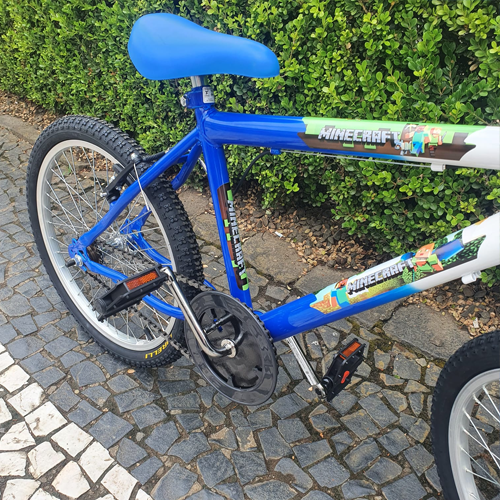 Bicicleta Aro 20 Masculina Minecraft Azul com Branco - 4
