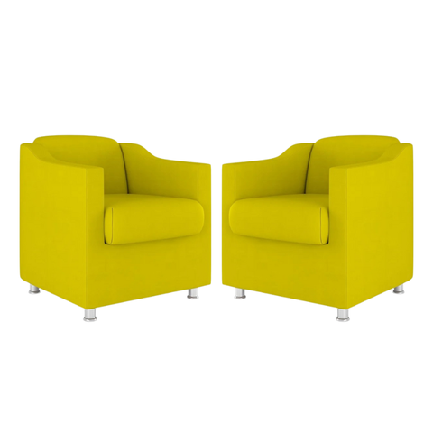 Kit 2 Poltronas Bia Decorativa Reforçada Recepção Clinica Salão Sala de Estar Suede:amarelo