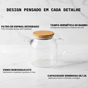 Ver imagem 4 de Chaleira Vidro 1,3l Borossilicato Tampa Bambu com Filtro