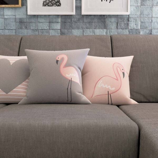 Almofadas Decorativas Rosa Love Flamingos Para Sofá 40x40 - Novadecora - 4