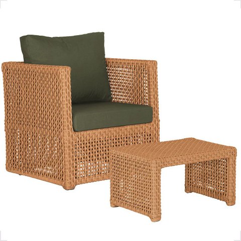 Mesa Centro e 1 Poltrona Madri Corda Náutica Estofado 13 Trama Original
