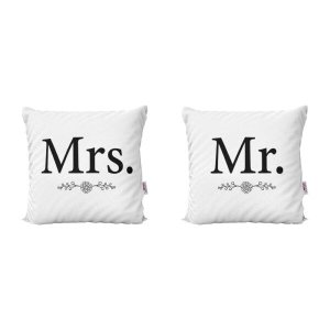 Almofadas Decorativas Mr e Mrs Para Sala 40x40 - Novadecora