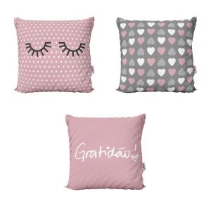 Almofadas Decorativas Rosa Gratidão Cílios Para Sofá 40x40 - Novadecora