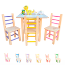 Ver imagem 1 de Conjunto de Mesa com 4 Cadeiras Colorida Infantil de Madeira Maciça Resistente