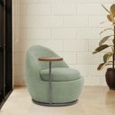 Ver imagem 2 de Poltrona Orgânica Kaira com Mesa Lateral Direita Base Fixa Titânio Bouclé Verde Claro - Nexta Casa