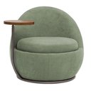 Ver imagem 6 de Poltrona Orgânica Kaira com Mesa Lateral Direita Base Fixa Titânio Bouclé Verde Claro - Nexta Casa