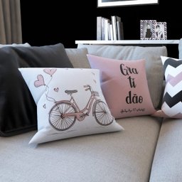 Almofadas Decorativas Rosa e Preto Geométricas Gratidão Para Sofá 40x40 - Novadecora - 3