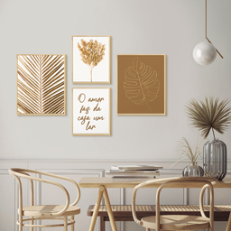 Kit 4 Quadros Decorativos Bege Frases Minimalista - 2