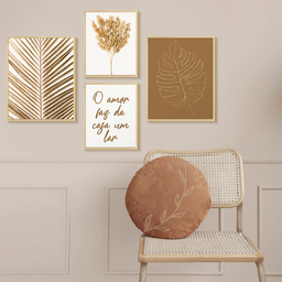 Kit 4 Quadros Decorativos Bege Frases Minimalista - 3