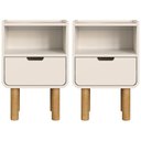 Ver imagem 1 de Kit 2 Mesas de Cabeceira 1 Gaveta 40 Cm 28093 Aura Off White Artesano