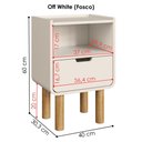 Ver imagem 3 de Kit 2 Mesas de Cabeceira 1 Gaveta 40 Cm 28093 Aura Off White Artesano