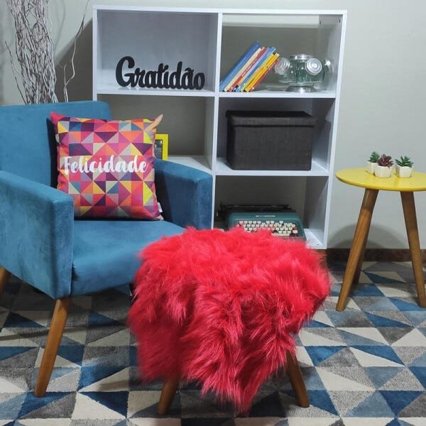 Manta Pelucia Pelo Alto Luxo Vermelho Decoração Newborn Sofá 80x50cm - Novadecora - 4