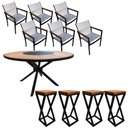 Ver imagem 1 de Kit Mesa Jantar Madeira 6 Cadeiras 4 Banquetas Altas Bancada Cozinha