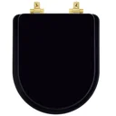 Ver imagem 1 de Assento Sanitário MDF Soft Close Nuova Preto para Vaso Deca com Ferragem Dourada