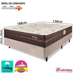 Cama Box Colchão Casal Ortopédico Firme Espuma D33 Antialérgico Certificado 138x188x54cm BF Colchões - 3