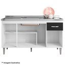 Ver imagem 3 de Balcão de Pia Gabriela 150cm e Armário Aéreo Andréia Amêndoa Branco - Ajl