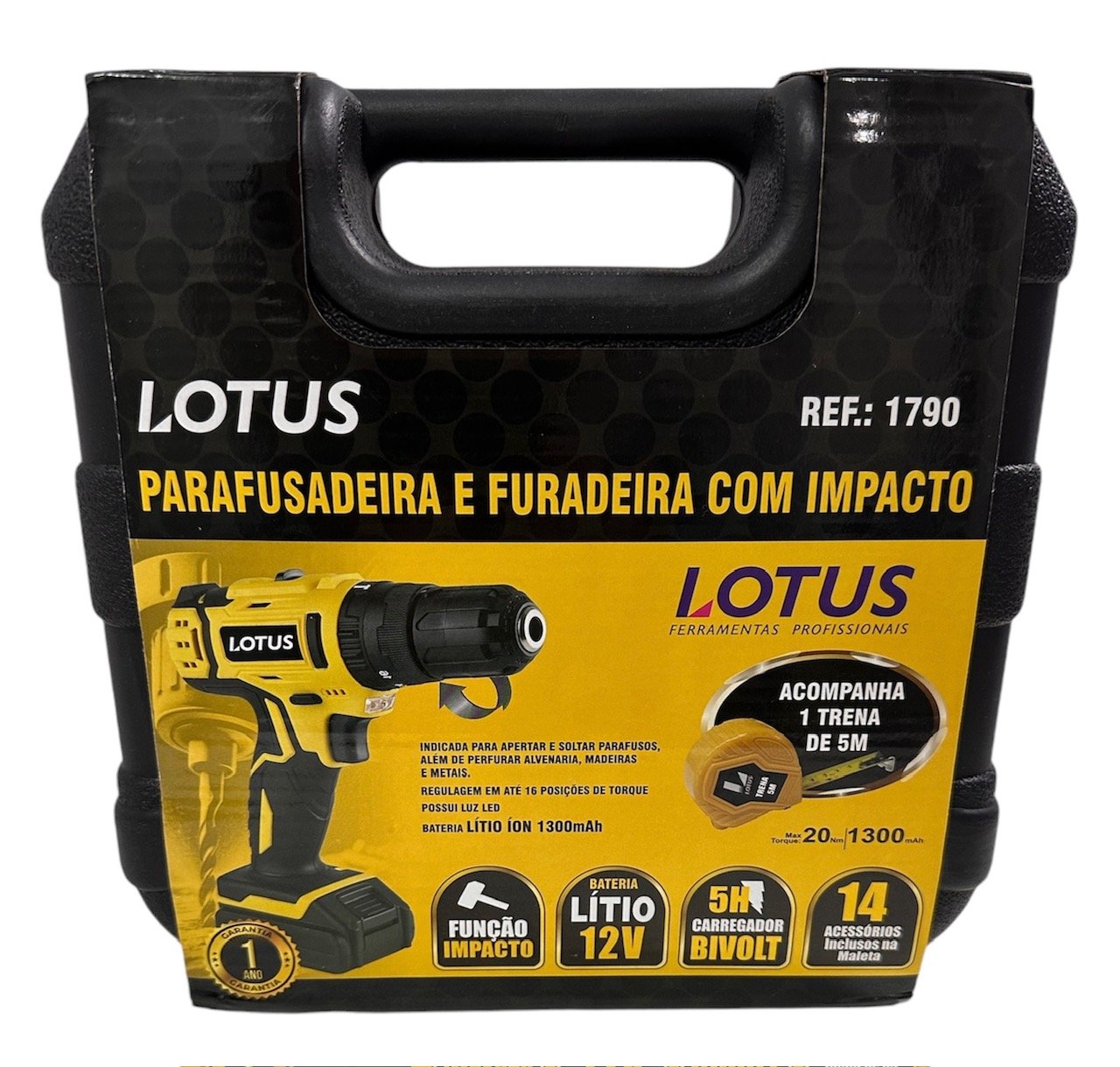 Furadeira e Parafusadeira C/ Impacto 12v Bivolt + 14 Pças - 3