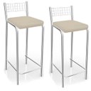 Ver imagem 1 de Kit com 2 Banquetas Estofadas Gênova Cromada 2b705cr Kappesberg Crome - Cromado/nude