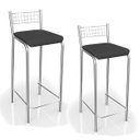 Ver imagem 1 de Kit com 2 Banquetas Estofadas Gênova Cromada 2b705cr Kappesberg Crome - Cromado/courino Preto