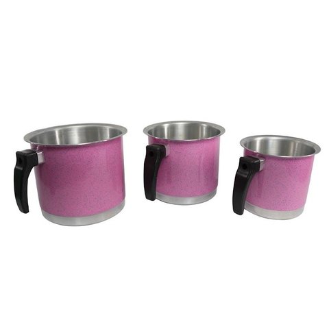 Kit Canecão Fervedor Leiteira Rosa de Alumínio 14 a 18cm