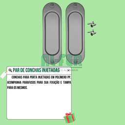 Kit Prático para Porta de Correr Trilho Natural - 1,60m + 1 Par de Concha - 9