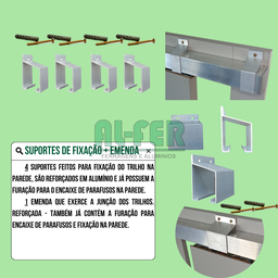 Kit Prático para Porta de Correr Trilho Natural - 3m + 1 Par de Concha - 6
