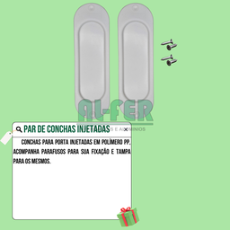 Kit Prático para Porta de Correr Trilho Branco - 2m + 1 Par de Concha - 9