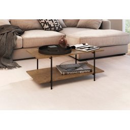 Mesa de Centro 90cm 2 Prateleiras Estrutura Metálica 27870 Tube Artesano - Vermont/preto Fosco - 1