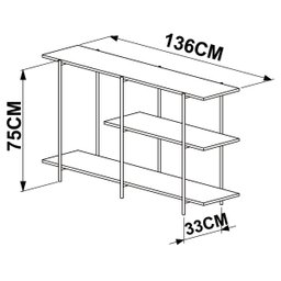 Aparador 1,36m 3 Prateleiras Estrutura Metálica 27864 Tube Artesano - Vermont/preto Fosco - 4 Aparador 1,36m 3 Prateleiras Estrutura Metálica 27864 Tube Artesano - Vermont/preto Fosco - 4