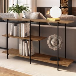 Aparador 1,36m 3 Prateleiras Estrutura Metálica 27864 Tube Artesano - Vermont/preto Fosco - 1 Aparador 1,36m 3 Prateleiras Estrutura Metálica 27864 Tube Artesano - Vermont/preto Fosco - 1