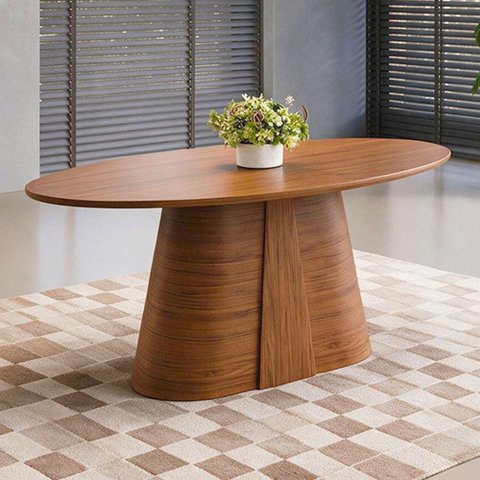 Mesa de Jantar 6 Lugares Orgânica Tampo Elipse 183cm Degas D05 Freijó - Lyam Decor