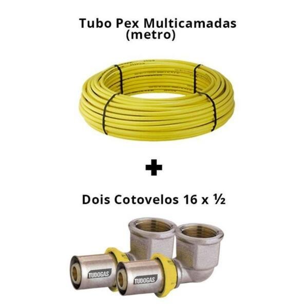 Kit 10 Metros Tubo Pex 20mm + 2 cotovelos 20x1/2 Tudogás - 15