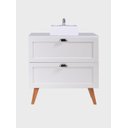 Ver imagem 1 de Gabinete para Banheiro com Tampo e Cuba 80cm Retro Mdf Branco Milano - On Móveis