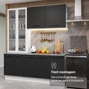 Ver imagem 3 de Armário de Cozinha Completa 190cm com Cristaleira Agata Madesa Branco e Preto