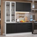 Ver imagem 1 de Armário de Cozinha Completa 190cm com Cristaleira Agata Madesa Branco e Preto