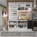 Ver mais imagens de Armário de Cozinha Completa 190cm com Cristaleira Agata Madesa Branco e Preto