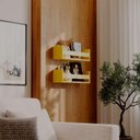 Ver imagem 1 de Kit 2 Prateleiras Porta Livros Amarela 60 X 12cm Suporte Invisivel