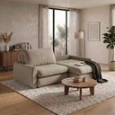 Ver imagem 1 de Sofá Retrátil sem Caixa Luka 2.30m 3 Lugares Ideal para Apartamento Molas Ensacadas - Bege Escuro