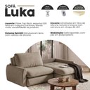 Ver imagem 3 de Sofá Retrátil sem Caixa Luka 2.30m 3 Lugares Ideal para Apartamento Molas Ensacadas - Bege Escuro