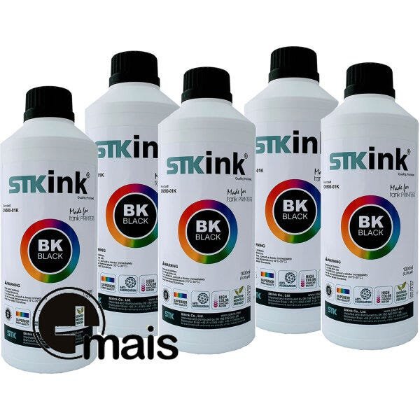 5 Litros Black Tinta STK GT51 GT52 GT5810 GT5820 GT5822 416 116 316 412 compatível com Smart Tank - 5