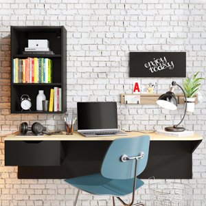 Escrivaninha de Estudo Tech 135cm com 1 Gaveta Preto Fosco Taurani Nobre Colibri Moveis