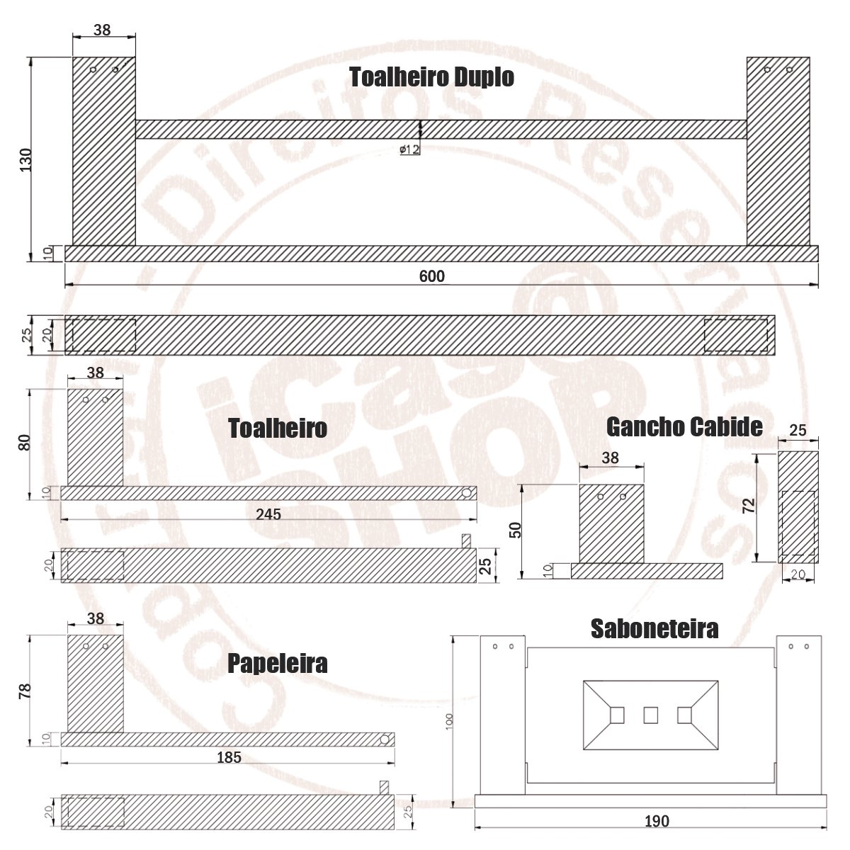 Kit Acessórios Banheiro 5 peças Aço Inox Polido Espelhado Premium - iCasa Shop - IC-4800MC - 7