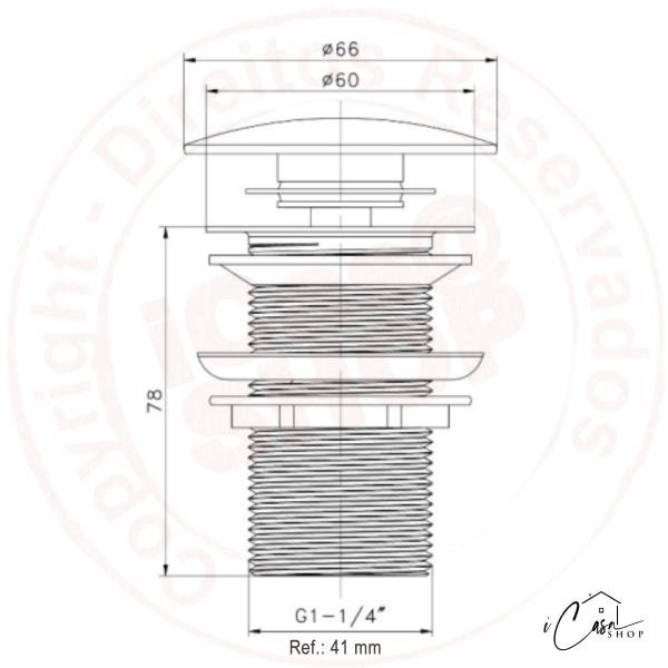 Válvula Click Up Ralo Inteligente Preta Cuba Premium Black 1.1/4 Pol. (41mm) - iCasa Shop - IC-B109B - 5