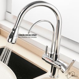 Torneira de Cozinha Extensível Monocomando com Saída de Água Filtrada (Versátile - Cromo) - 6