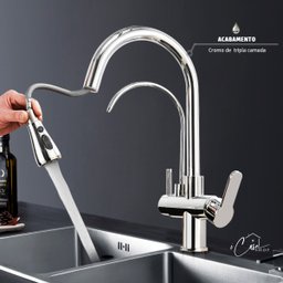 Torneira de Cozinha Extensível Monocomando com Saída de Água Filtrada (Versátile - Cromo) - 7